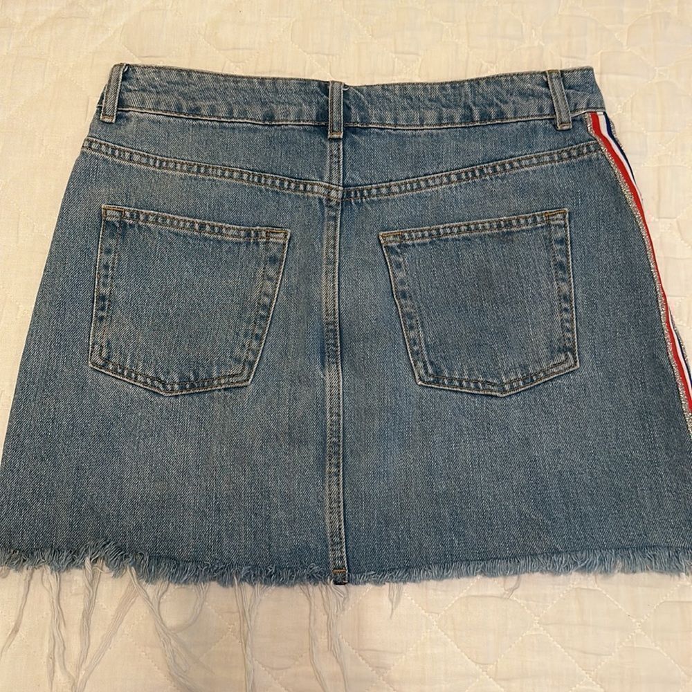 NWOT Topshop Moto Red White Blue & Sparkle Glitter Size Strip Skirt Size 8 - Picture 15 of 15